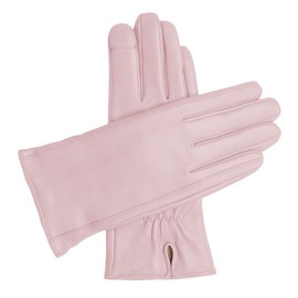 Downholme Touchscreen Leather Cashmere Lined Gloves for Women (Pink, XS)