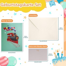 LIHAO Geburtstagskarte Kinder Geburtstagskarte mit Musik und Licht Geburtstagskarten Pop Up Karte Geburtstag Zug Geburtstagskarte Kindergeburtstag Happy Birthday Geschenk