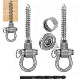 WWFFEN Set of 2 Heavy Duty Swing Hangers Permanent Antirust with Bearings, 180°Stainless Steel Screw Swing Bracket Hammock Hook, Suitable for Playground Yoga Sandbag Swing Sets,680kg Capacity