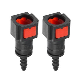 A ABSOPRO Car Fuel Line Hose Quick Release Connector Straight 1/4" 6.3mm SAE to 1/8" 3mm Disconnect Hose Plastic Red (Set of 2)