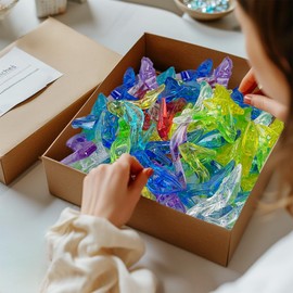 45 PCS Mini Crystal Acrylic Shoes Princess Heels Plastic Slippers Sensory Bin Filler for Girls,Wedding Birthday Party Table Favors,Party Decorations,7 Colors Mixed