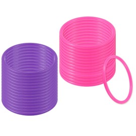 PATIKIL 4" Plastic Ring-Toss Rings for Bottles, 60 Pack Carnival Rings Plastic Hoops for Speed and Agility Practice Outdoor Party Favor, Pink/Purple