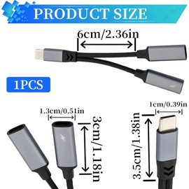 Qtksceadlnce USB C Splitter, USB-C Male to 2USB-C Female Cord Converte Type C Double Splitter 2 In 1 Multifunctional UCBC Sp-litter USBC Double Adapter Compatible With Most Smartphones Laptop