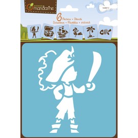 Avenue Mandarine 42837O Set (with 6 Stencils, 15 x 15 cm, Suitable for Children from 3 Years, for Felt and Coloured Pencils, Colours or Colour Bombs, Pirates) 1 Set