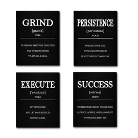 4PCS Inspirational Office Canvas Wall Art with Wooden Frames Motivational Wall Decor for Office Positive Affirmations Quotes Wall Art for Living Room Sayings for Wall Decor 8” x10”