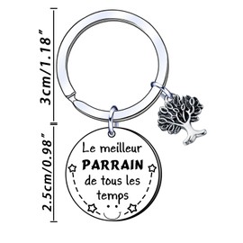 YUANSI Geschenk Pate Geschenk Pate Schlüsselanhänger Geschenk Pate Geburtstag Geschenk Paten Weihnachten Geschenk Tag Taufe Paten Originelles Geschenk Pate personalisiert, Farbe: silberfarben., L
