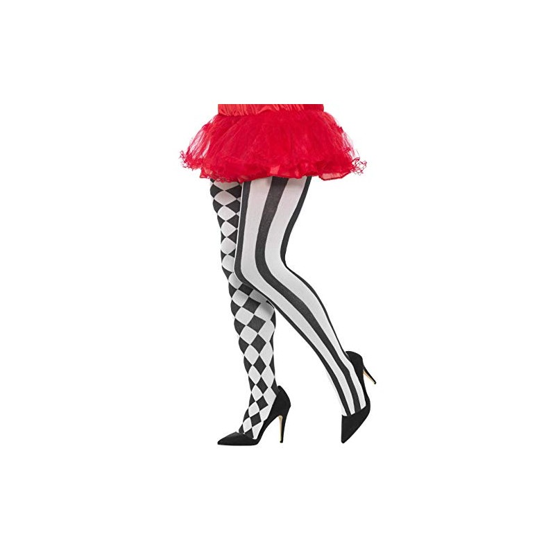 Smiffys Women’s Harlequin Tights, White and Black, Large/X-Large