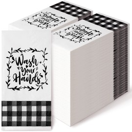 200 Pcs Disposable Guest Napkins Paper Hand Towels for Bathroom Black and White Paper Towels Farmhouse Dinner Decorative Wash Your Hands for Birthday Wedding Party Home Kitchen Restroom