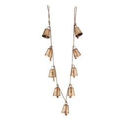 Vivanta Handmade Hanging Cow Bells Wind Chimes – 52” Rustic Metal Bells on Jute Rope, Vintage Farmhouse & Boho Decor, Outdoor & Indoor Wind Bells, Christmas Wreath Ornaments, Witch Bells
