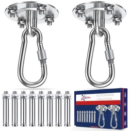 ALECPEA Stainless Steel Ceiling Hook for Punch Bags [Set of 2] - 400 kg Load Capacity - Bomb-proof Punch Bag Holder - Ideal Ceiling Mount for Punch Bag Suspension - Includes German Instructions