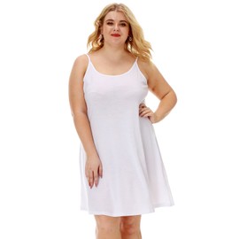 7th Element Plus Size Slip Dress for Women Under Dresses 2025 Spaghetti Strap Cami Camisoles Sun Tank Sleeveless Sundress(White,3X)