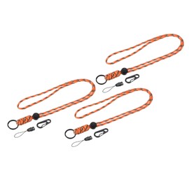 YOKIVE 3 Pack Paracord Lanyard, Necklace Keychains Cord | Metal Clasp Hook Ring Strap Great for Key, Whistle, Badge Holders, (Camo Orange, 20-Inch)