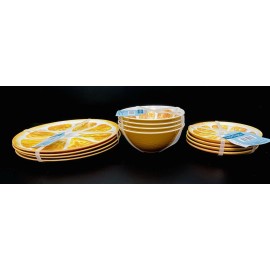 The Spring Shop Melamine 12 Piece Oranges Slice - Salad Appetizer Roll Plates Dessert Bowls NWT