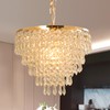 FRIXCHUR 11.8'' Gold Crystal Chandelier LED Flush Mount Crystal Ceiling
