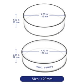 Labasics Petri Dish with Lid, High Borosilicate Glass, High Transparency for Laboratory Use, Ideal for Scientific Experiments, 120 mm Diameter, 1-Pack
