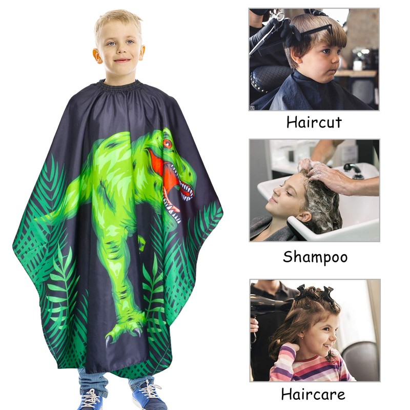 PAMAID Kids Haircut Cape Waterproof Barber Cape Cover, Dinosaur Hair