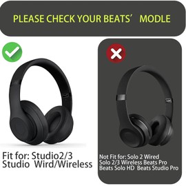 Generic Earpads Cushions Replacement for Beats Studio 2.0 & 3.0 Wired/Wireless (B0500 / B0501) Does NOT Fit Beats Solo- Extreme Comfort Ear Cushions Replacement Ear Cover, 2 Pcs (Black)