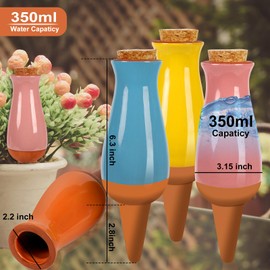 4Packs Plant Watering Globes, Self Watering Planter Insert, Clay Plant Watering Devices, Self Watering Pots for Indoor Plants, Automatic Watering Bulbs Drip Irrigation Stake for 1 Week Easy to Refill