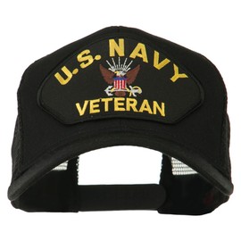 e4Hats.com US Navy Veteran Military Patch Mesh Back Cap - Black OSFM