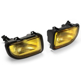 HECASA Pair Fog Lights Compatible with 1991-1995 Toyota MR2 With Halogen Bulbs Yellow Glass Fog Lamps DRL Daytime Running Light (Yellow Lens+Chrome Housing)