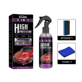 2 Pack 3 in 1 High Protection Quick Coating Spray,High Protection Quick Car Coating Spray,Car Coating Cleaning Spray,Quick Coat Car Wax Polish Spray for Cars (100 ML) engine  rust cleaner - quantity: 1pcs