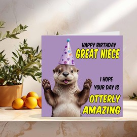 Great Niece Birthday Card - Otterly Amazing - Funny Otter Birthday Card for Great Niece