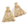Statement Hammered Triangular Drop Clip-On Earrings/Gold Tone/ 60mm L