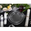 Morejoy 350PCS Clear Silver Plastic Plates - Silver Disposable Plates