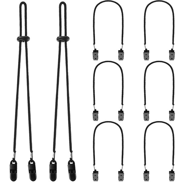 Black Adjustable Hat Strap Clips Windproof Strap Clips Cap Retainers Anti-Lost Strap with Cord Locks for Sports (Classic Style)