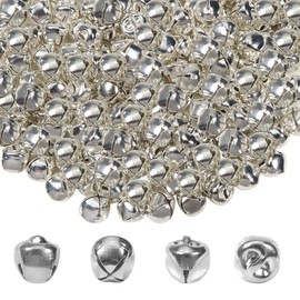Toaob 200 Pieces Small Bell Ornaments Silver Bell Metal Jingle Bells 10 mm for Jewellery Making Decoration Indoor Christmas Party Bells