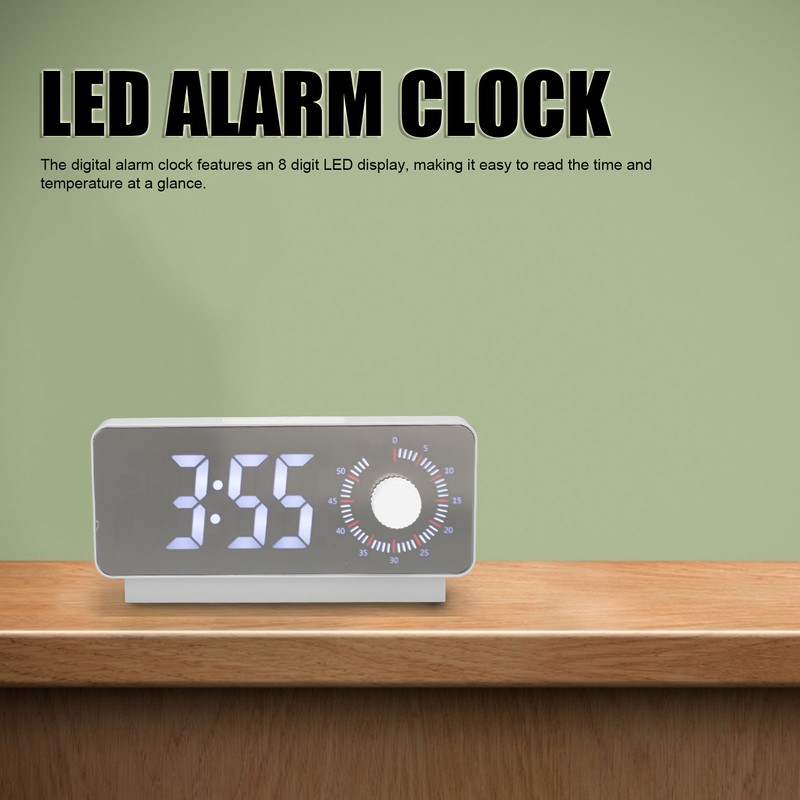 Digital Alarm Clock Rechargeable LED Mirror Alarm Clock -10°C‑50°C Temperature
