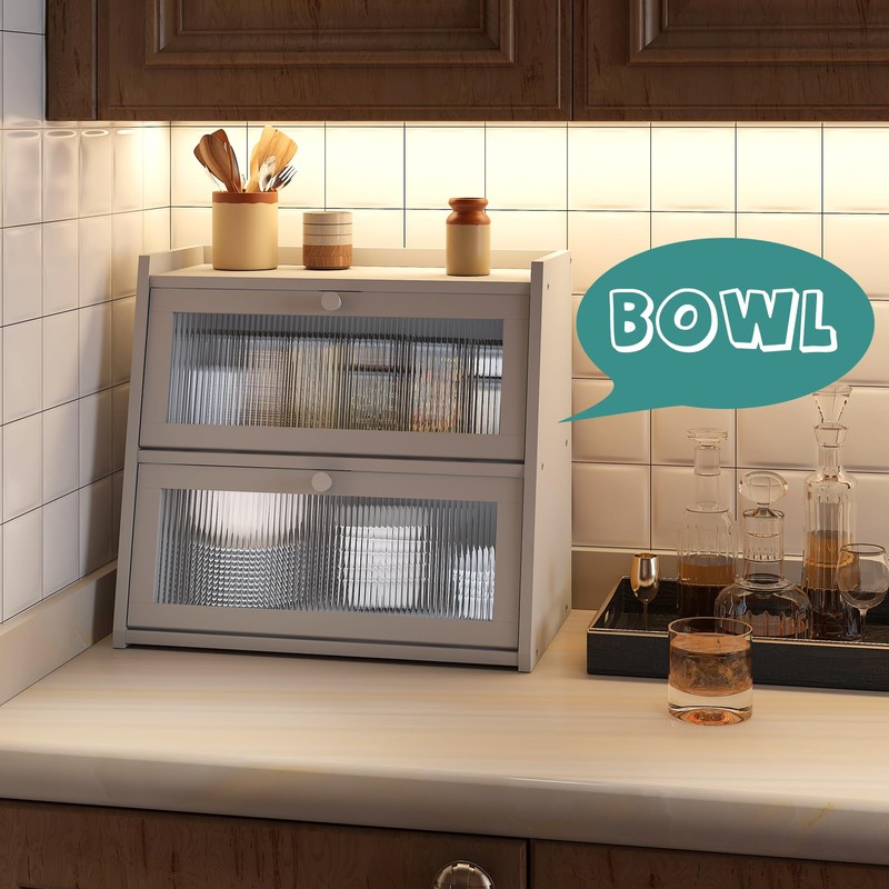 viewcare White Bread Box for Kitchen Counter, Large Bread Box