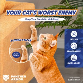 12 Pack Cat Scratch Furniture Protector Tape Sheets – Double-Sided Sticky Training (5 XL, 5 Large, 2 Medium) – Anti-Scratch Couch & Sofa Guard – Clear – Not for Leather, Velvet, Microfiber