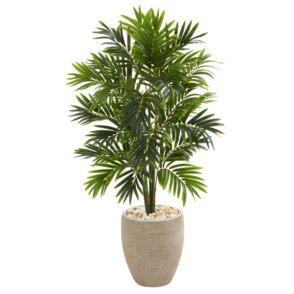 Nearly Natural 4’ Areca Palm Tree in Sand Colored Planter