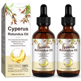 Cyperus Rotundus Oil, 2 Pack Nature Cyperus Rotundus Oil for Hair Removal, Reducing Body Hairs Growth, Smooth Skin & Hair Removal, Shrink Pores Soothing & Gentle Suitable for All Skin Types