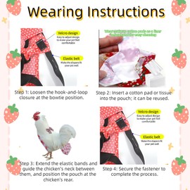 MANON ROSA Chicken Diapers Bantam Hens - Reusable 6-Piece Set with Bow Ties Poultry Nappies Washable Waterproof for Geese Pet Ducks Silkie(6D20P S)