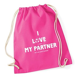 Hippowarehouse I Love It When My Partner Let's Me Watch Football Drawstring Cotton School Gym Kid Bag Sack 37cm x 46cm, 12 litres