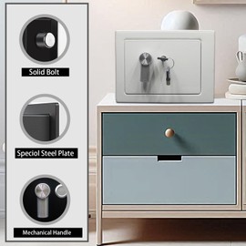 Yuanshikj Steel Safe Box - Key Locked, 0.2 Cubic Ft Small Home Safe for Cash & Jewelry (WHITE)