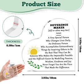 Thank You Gifts for Difference Maker Colleague Boss Leader Appreciation Acrylic Plaque Motivational Decorative Positive Office Desk Accessories Inspirational Gifts for Mentor Employee Staff Teacher