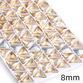 50pcs Triangle Flatback Rhinestones Gems 8MM Champagne Gold Crystal Glass Rhinestones Gems for Nail Art/Face Decor/Craft