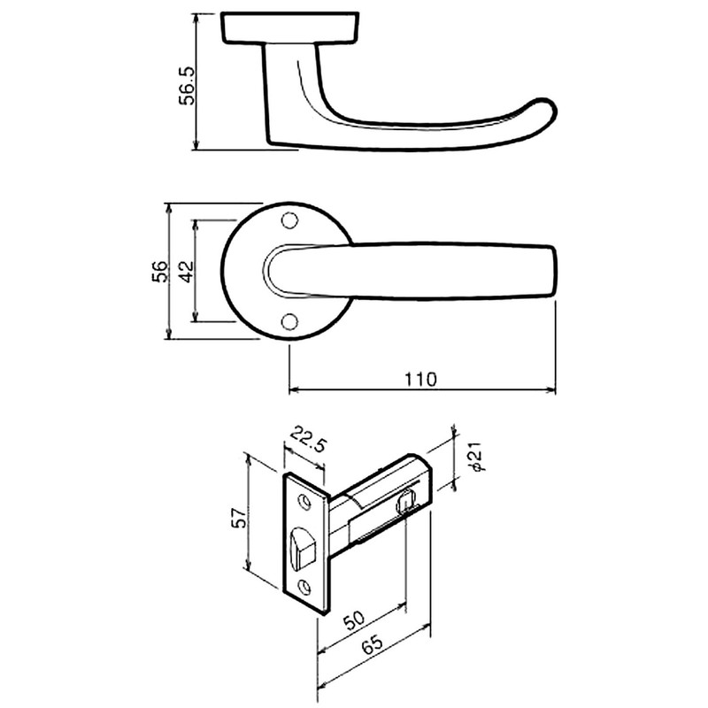 Kawaguchi Giken DJ-24-1M-BR Door Lever J Lever Round Seat Blank