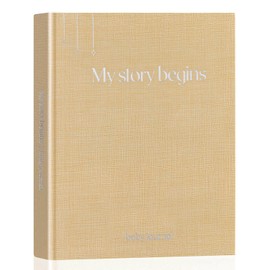 Baby Memory Book, Baby Record Book, Luxury Keepsake Gift for Mum to be, Linen Newborn Book Memories Keepsake, Milestone Record & Photo Album Birth to Age 5 for Boy & Girl, Yellow