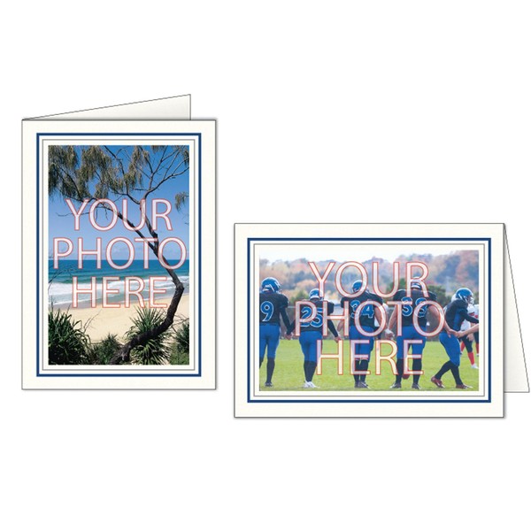 Photographer's Edge, Photo Insert Card, Bright White with Double Border, Set of 10 for 4x6 Photos - Midnight Blue & Granite