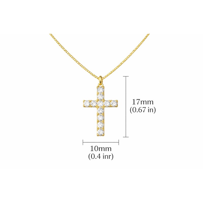 14K Gold Cross Necklace for Women Small Diamond Pendant Charm