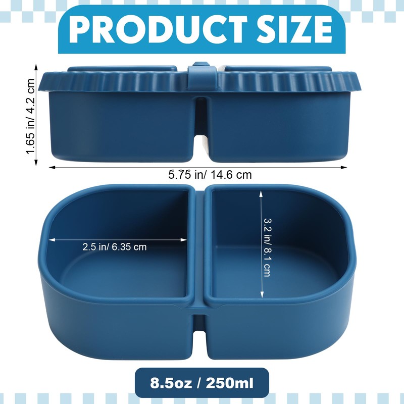 Kathfly 6 Pack Reusable 2-compartment Silicone Snack Containers with Lids