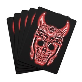 Brian Bula Viking Skull Playing Cards Unique Poker Cards with Red Viking Skull Helmet