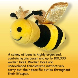 NBGRLVS SIXNEB Adorable BEE Family Plush Soft Stuffed 5" and 3" Honey Bee Family - Queen, Drone and 2 Worker Bees