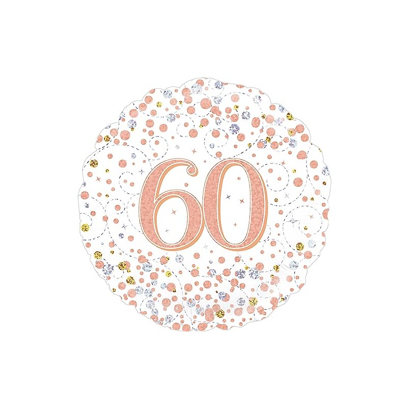 Oaktree 18" 60th Sparkling Fizz Birthday White & Rose Gold
