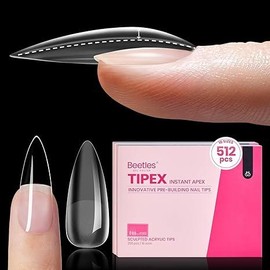 Beetles Tipex Instant Apex Nail Tips Thick Acrylic Nail Set for Flat Nails Manicure Stiletto Square Almond Coffin Nail Tips Nail Art DIY Gift for Women #TikTokShopBacktoSchool:_512 Pcs Half Matte Stiletto Medium（NO GLUE&Lamp）