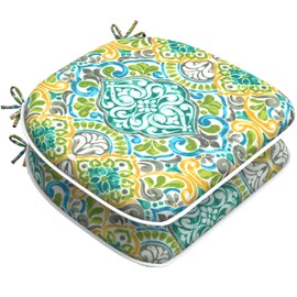 LVTXIII Outdoor Chair Cushions Set of 2, Patio Seat Cushions D16xW17 with Ties, Water Repellent Chair Pads for Patio Furniture Garden Use, Damask Green